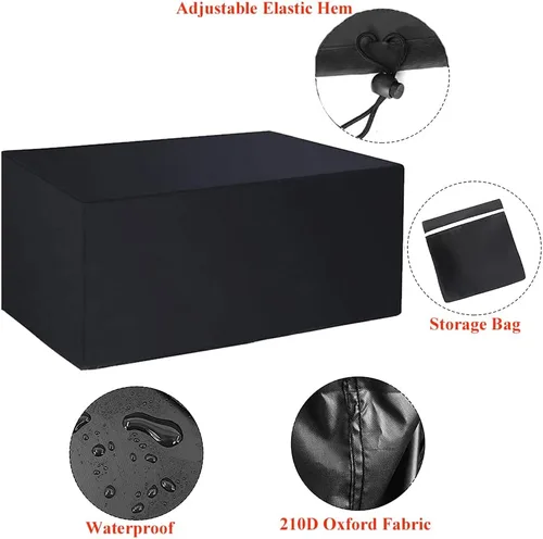 Vista 3 de Juego de fundas cuadradas / rectangulares para muebles de mesa de patio, impermeables, para exteriores, interiores, a prueba de polvo, para mesa