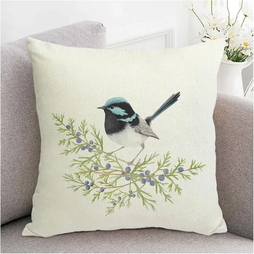 Vista 9 de Juego de fundas de cojín de lino con decoración de animales de estilo granja, funda de cojín para pájaros, cojín para patio, jardín, sofá, sillón