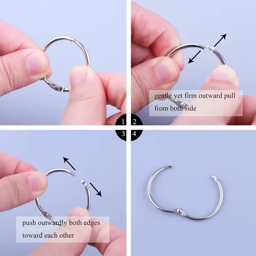 Vista 7 de AKONEGE 2 pulgadas (paquete de 25) anillos sueltos para carpeta de hojas, acero niquelado plateado, para escuela, hogar, oficina
