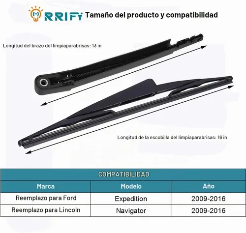 Vista 2 de Limpiaparabrisas trasero 9L1Z17526A para Ford Expedition 2009-2017, para Lincoln Navigator 2009-2016 Conjunto de limpiaparabrisas trasero