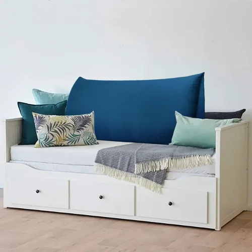 Vista 6 de VERCART Almohada grande de cuña para cama de lectura, cabecera tapizada triangular, respaldo para sentarse en la cama con funda extraíble de Azul