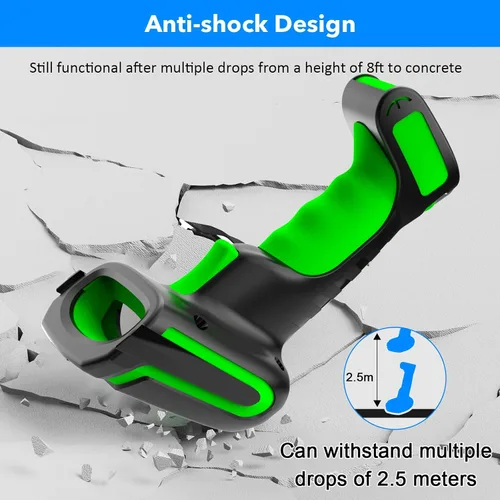Vista 7 de Symcode Escáner de código de barras de pantalla 2D inalámbrico con soporte de carga, 2 en 1 inalámbrico 433 MHz y Bluetooth 2600 mAh 1D 2D escáner