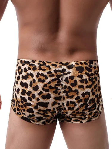 Vista 6 de IKINGSKY iKingksy - Calzoncillos tipo bóxer de leopardo para hombre, de tiro bajo