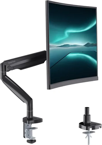 Vista 8 de Soporte de Monitor Curvo Brazo Dual para Monitor hasta Pantallas de 35", Máximo 28.6 libras Cada Una, Brazo de Monitor Ultra Ancho Resistente, Giro
