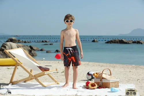 Vista 2 de UNICOMIDEA - Pantalones cortos de playa para niños, traje de baño para playa y piscina, secado rápido, traje de baño para niños, pantalones cortos
