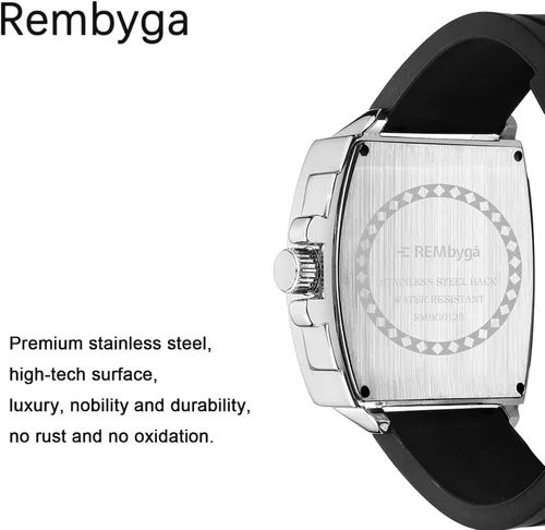 Vista 3 de Rembyga Relojes de pulsera para hombre con esfera luminosa y correa de silicona casual