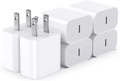 Vista 8 de Bloque de carga USBC para enchufe de carga de iPhone 17, certificado MFI rápido USB C cubo de pared, paquete de 2 adaptadores de corriente