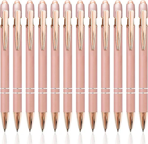 Vista 9 de YOXMJDB Bolígrafos Stylus para pantallas táctiles, paquete de 12 bolígrafos de oro rosa inspiradores, bolígrafos de punta media de 1.0 mm