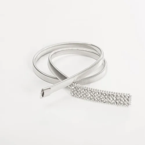 Vista 30 de GRACE KARIN Cinturón de cincha de metal flaco para mujer, cinturón elástico de cintura de oro CL633