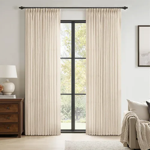 Vista 16 de MIULEE Cortinas de Lino con Pliegues Pinzados de 96 Pulgadas de Largo, Juego de 2 Paneles para Dormitorio y Sala de Estar, Cortinas