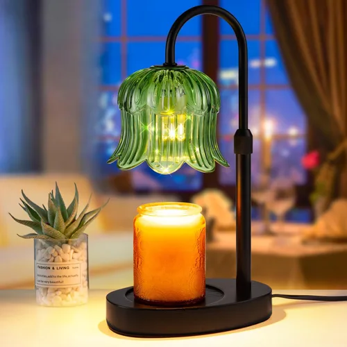 Vista 10 de Lámpara calentadora de velas con temporizador, velas eléctricas, calentadores de cera, lámparas de vidrio para tarros, quemador, altura ajustable