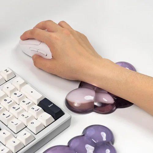 Vista 6 de Set de reposamuñecas ergonómico de gel de silicona para teclado y ratón Cloud – Reposamuñecas transparentes para teclado de computadora 60%/68%/75%
