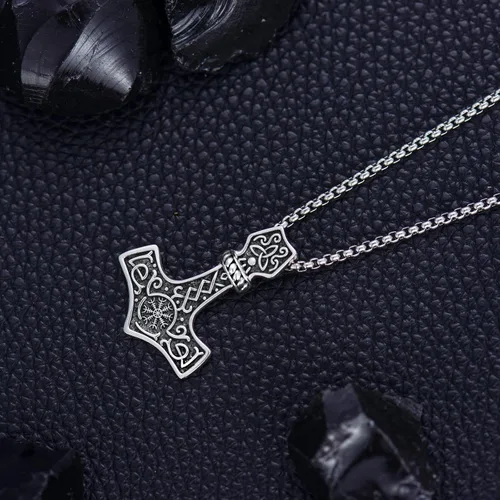 Vista 3 de KXJ Viking Jewelry - Collar con colgante de cruz celta para hombres y mujeres, símbolo de mitología nórdica, amuleto nórdico pagano, joyería