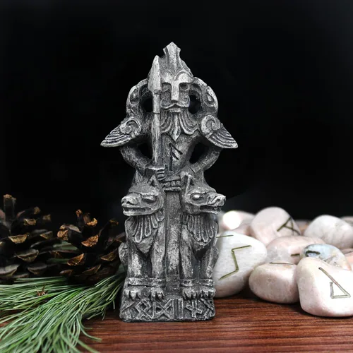 Vista 3 de Dryad Design Figura de Odín de Dios nórdico de todo padre, acabado en piedra