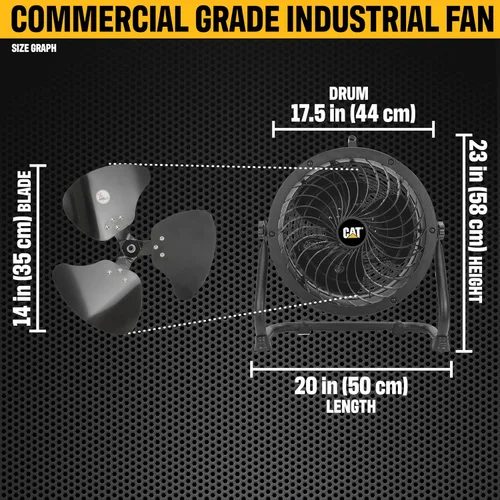 Vista 2 de CAT ventiladores - Ventilador de tambor de alta velocidad de 14 pulgadas de alta velocidad de alta resistencia de grado industrial (negro, 2 en 1)