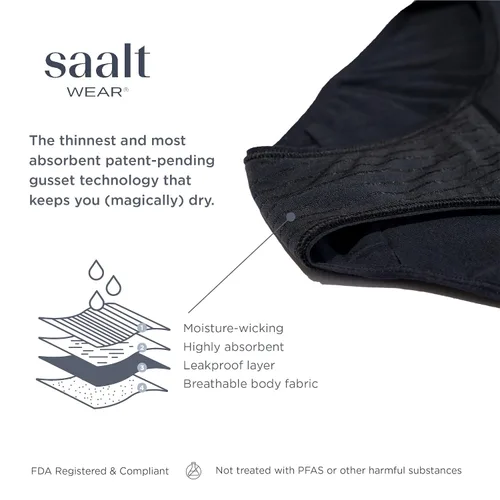 Vista 6 de Saalt Copa menstrual suave (rubor del desierto, S) y ropa interior de algodón 100% algodón (mediana), súper suave y flexible, mejor copa sensible