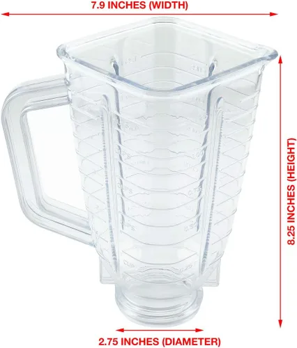 Vista 3 de Juego de reemplazo de tarros de plástico de 6 piezas con tapa cuadrada de 5 tazas compatible con licuadoras Oster