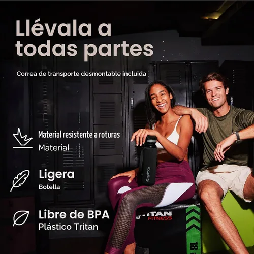 Vista 5 de Hydracy Botella de agua motivacional con marcador de tiempo y tapa con Gris (Space Grey)