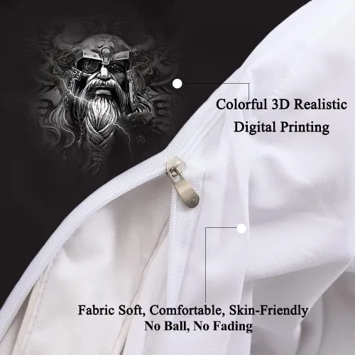 Vista 3 de Nordic Valhalla Odin - Juego de funda de edredón de 3 piezas, estampado en 3D vikingo, juego de funda de edredón para cama individual, matrimonial