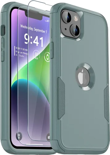 Vista 32 de Funda para iPhone 12, 2 protectores de pantalla de vidrio templado, 10 pies a prueba de caídas, antideslizante, a prueba de golpes, para iPhone 12
