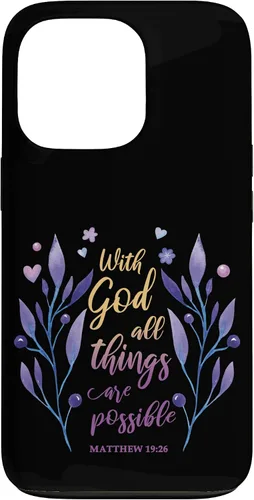 Vista 10 de with God All Things are Possible Matthew 19:26 Christian Case for iPhone 16