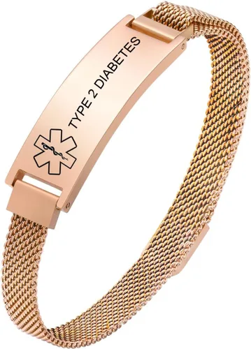 Vista 23 de VNOX Pulsera de identificación de alerta médica para hombres y mujeres, pulseras de alerta médica con grabado personalizado para mujeres y hombres