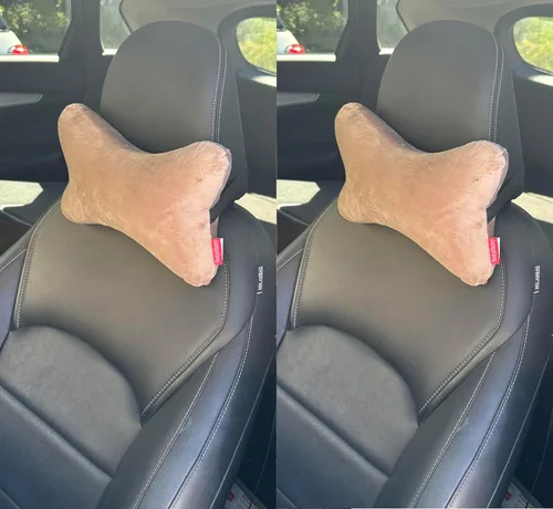 Vista 11 de Paquete de 2 almohadas de cuello de viaje con forma de hueso de perro, espuma viscoelástica, para automóvil, autobús, camión, conducción cómoda Negro