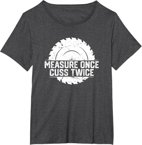 Vista 20 de Measure Once Cuss Twice, divertida camiseta de regalo para carpintería, Negro, S