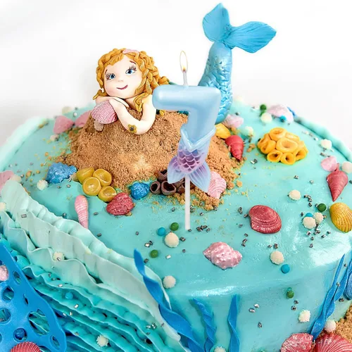 Vista 2 de Velas de cumpleaños con números 7, decoraciones de cumpleaños de sirena, velas de feliz 7 cumpleaños para pasteles, velas de pastel de cumpleaños