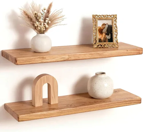 Vista 62 de Estantes flotantes para decoración de pared, estantes rústicos de madera recuperada de 24 x 8 pulgadas, estantes de montaje en pared resistentes