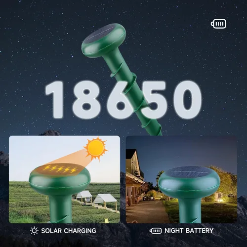 Vista 6 de Paquete de 2 repelentes solares de topos, plagas disuasorias de ratón sónico, roedores, sankes, ardillas fuera del jardín, adecuado para patios
