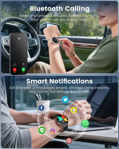 Vista 3 de Relojes inteligentes con GPS para hombre, reloj inteligente con pantalla AMOLED de 1.39 pulgadas, llamada Bluetooth/más de 100 modos