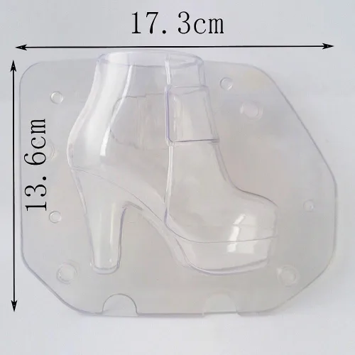 Vista 3 de Botas de tacón alto 3D para mujer, molde de chocolate, zapatos de aguja de cuero, molde de policarbonato de plástico para fondant, dulces