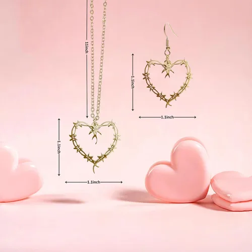 Vista 7 de Karol Merch - Collar de corazón de Bichota de 3 piezas y aretes de corazón de Karol, accesorios de corazón gótico KG para mujeres, collar de Bichota