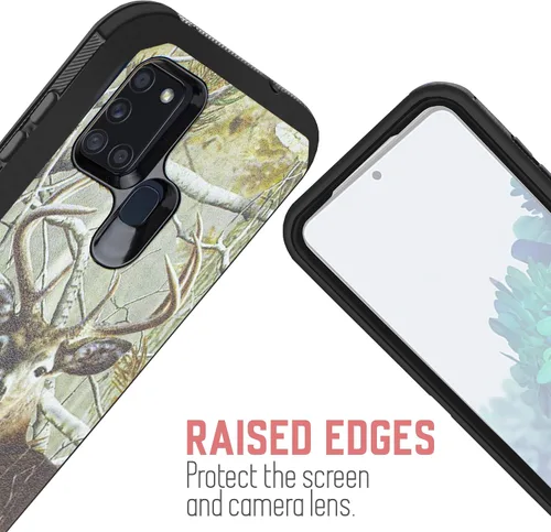 Vista 4 de Funda protectora para Samsung Galaxy A21S, con protector de pantalla integrado, resistente grado militar, con clip para cinturón y función atril
