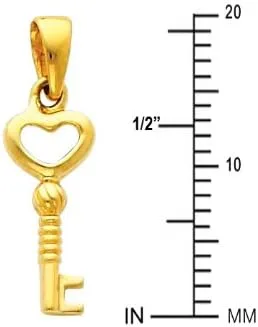 Vista 2 de The World Jewelry Center Colgante de oro amarillo real de 14 quilates con dije de llave a mi corazón, Oro de 14 quilates