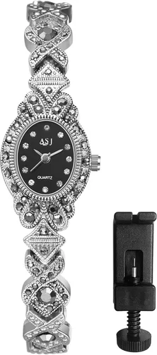 Vista 7 de Avaner Relojes de pulsera de plata para mujer diamantes de imitación analógicos de cuarzo ovalado reloj de pulsera brillante