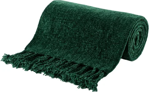 Vista 15 de BATTILO HOME Manta de Chenille Beige para Sofá, Manta Decorativa con Flecos Aterciopelados Color Caqui Tostado para Sofá Decoración del Hogar