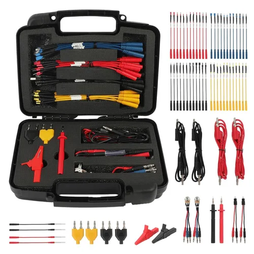 Vista 10 de AUTOOL Kit de 48 cables de prueba para multímetro de silicona con sondas de perforación de alambre reemplazables, clips de cocodrilo, clips