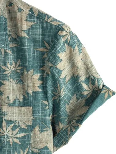 Vista 4 de VATPAVE Camisas hawaianas con bolsillo frontal para hombre, camisas florales casuales de manga corta con botones, camisas tropicales para la playa