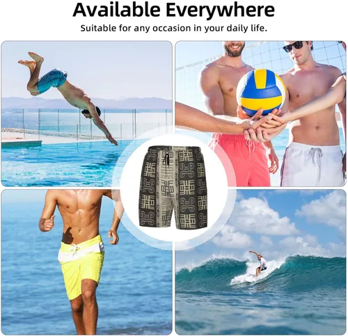 Vista 8 de DKJlitter Men's 2 in 1 Swim Trunks, Fitness Running Shorts, Quick Dry Stretch Swim Shorts Beach Shorts for Summer