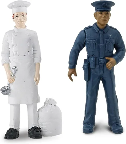 Vista 5 de 7 figuras de héroes cotidianos de Safari Ltd: trabajador de la construcción, agente de policía, cartero, cocinero, bombero, piloto y veterinario