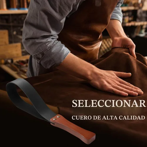 Vista 7 de Fusta de Cuero con Mango de Madera Antideslizante, Fusta de Equitación para Caballos, Fusta Ecuestre de 19