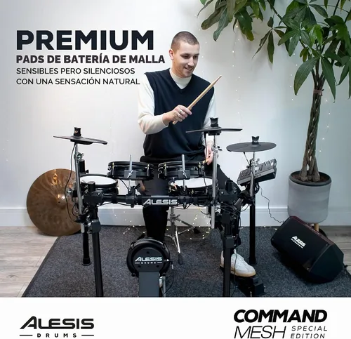 Vista 8 de Kit Alesis Drums Command Mesh SE - Set de batería eléctrica con almohadillas de malla de doble zona silenciosas, conectividad USB MIDI y más de 600