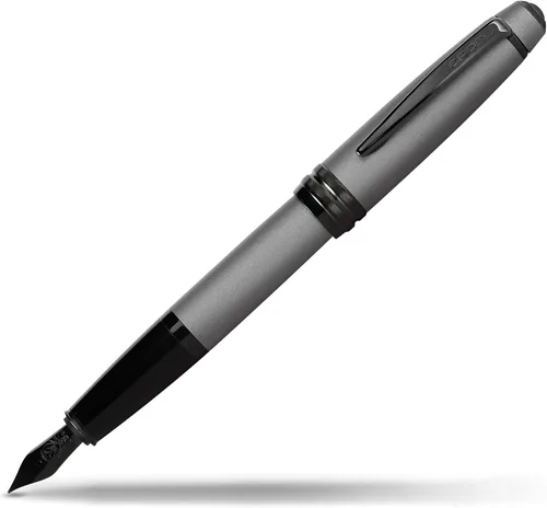 Vista 13 de Cross Bailey Pluma Fuente Recargable Presentada en una Caja de Regalo Premium - Punta Media, Tinta Negra, Negro Fountain Pen for Effortless
