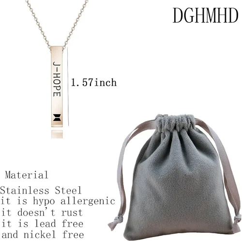 Vista 2 de ZWYQWN KPOP ARMY Collar de regalo para mujeres y niñas, RM JIM JK V JIMIN J-HOPE SUGA Collar de cumpleaños para mujeres, Metal, Acero inoxidable