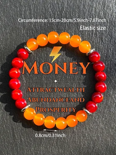 Vista 5 de Pulsera de riqueza Feng Shui, pulsera de prosperidad y buena suerte para mujeres y hombres, pulsera elástica con cuentas de 0.315 in, gradiente