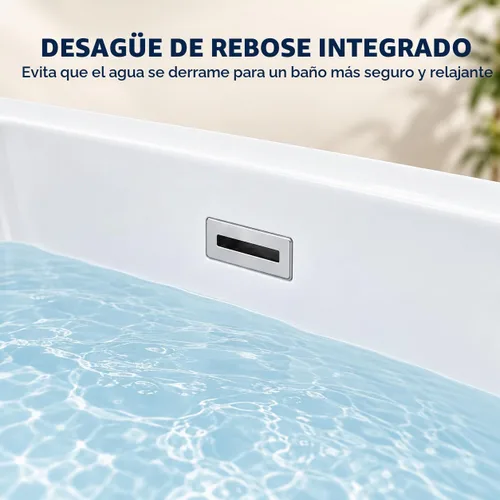 Vista 7 de GarveeLife Bañera independiente de 59 pulgadas, bañera profunda de acrílico 2-Harmony White