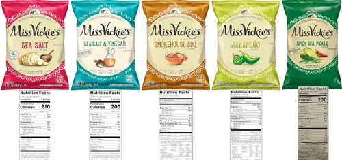 Vista 2 de Papas Fritas Cocidas en Caldero de Miss Vickie's Paquete de Valor Empaquetado por SUPERDEALS Bolsa de 1.375 Oz Paquete de Variedad Supremo de 5