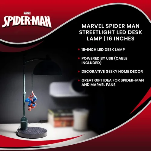 Vista 7 de Lámpara de escritorio LED Spider-Man de Marvel Streetlight Luz nocturna de superhéroe 16 pulgadas